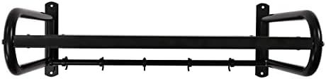 Wall Mount Microwave Oven Shelf with 6 Hooks Black