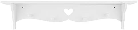 LZKW Floating Shelf Coat Rack With Hooks White