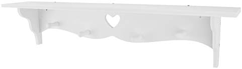 LZKW Floating Shelf Coat Rack With Hooks White