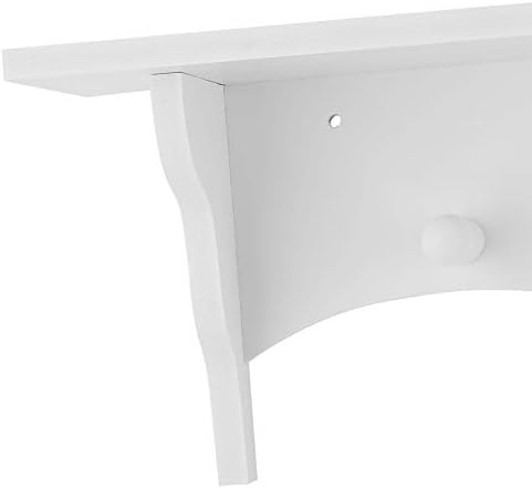 LZKW Floating Shelf Coat Rack With Hooks White