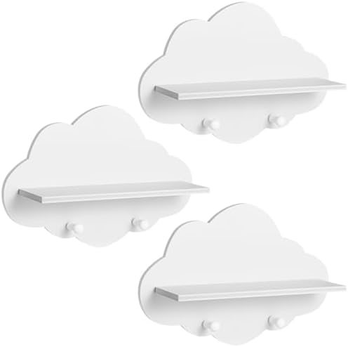 3PCS Wavy Cloud Wall Shelves White Kawaii Design