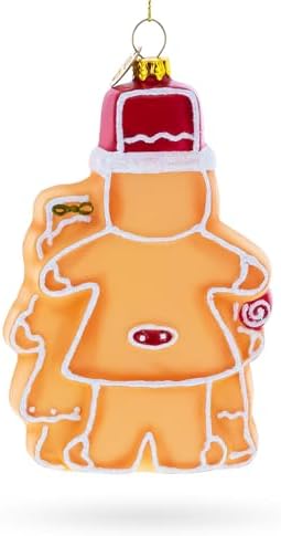 Charming Gingerbread Family Blown Glass Christmas Ornament 1