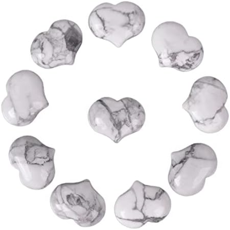 Justinstones Natural Howlite Heart Crystal Stones Pack of 10