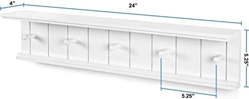 Greenco Entryway Floating Shelf with Hooks - 24 White