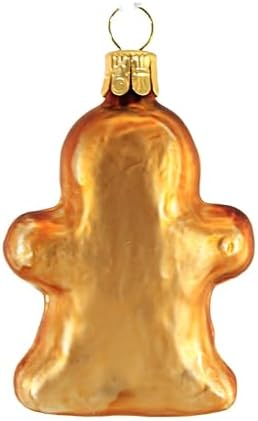 Golden Bell Gingerbread Man Glass Tree Ornament 275In