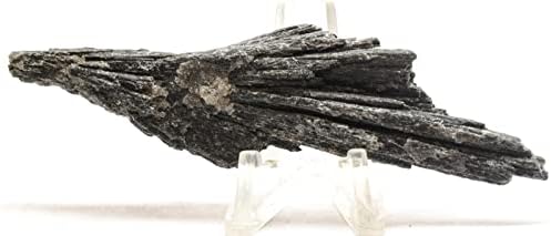100mm Black Kyanite Feather Blades with Clear Mica Cluster - Brazil