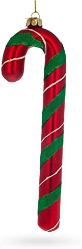 Festive Striped Candy Cane Glass Christmas Ornament