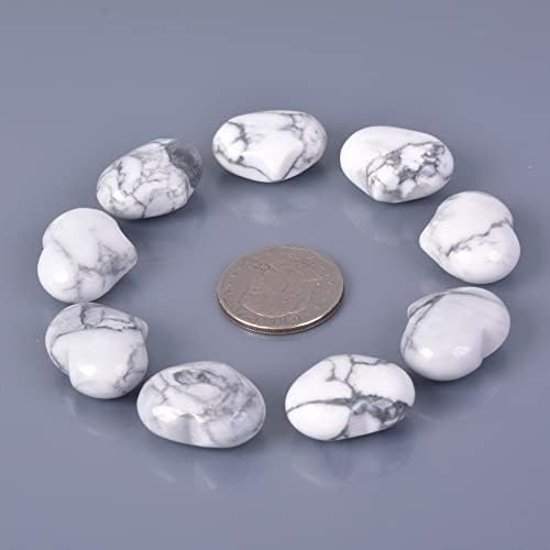 Justinstones Natural Howlite Heart Crystal Stones Pack of 10