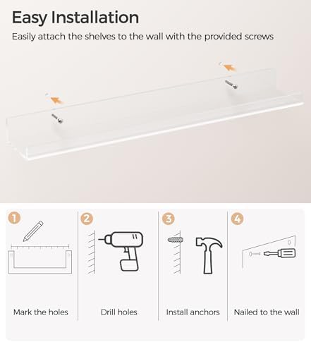 HBlife 24 Inch Floating Acrylic Shelves 2 Pack