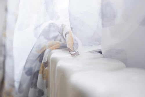 Iuokuby Pastoral European Semi Sheer Curtains Panel Grey 100x102 Inch