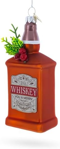 Whiskey Bottle Blown Glass Christmas Ornament 1