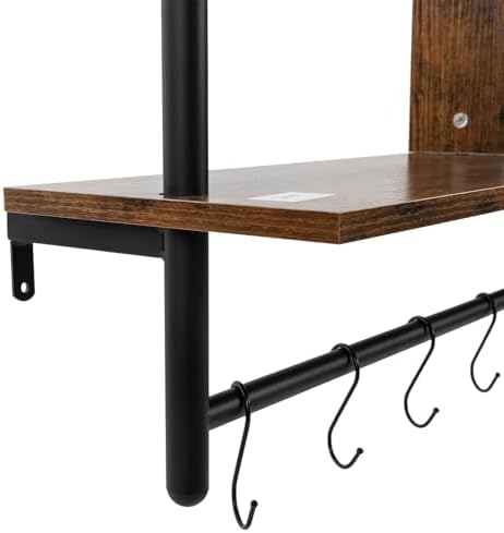 3 Tiers Wood Floating Shelving with Hooks