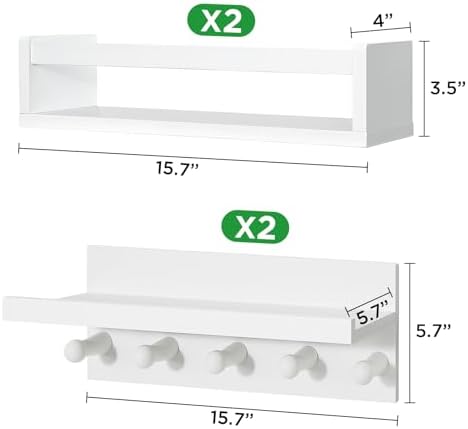 Ollieroo Set of Four Floating Book Shelves for Wall