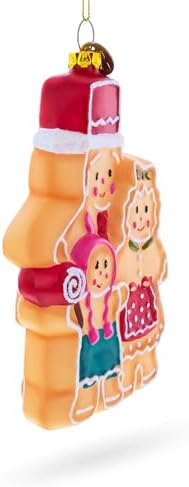 Charming Gingerbread Family Blown Glass Christmas Ornament 1