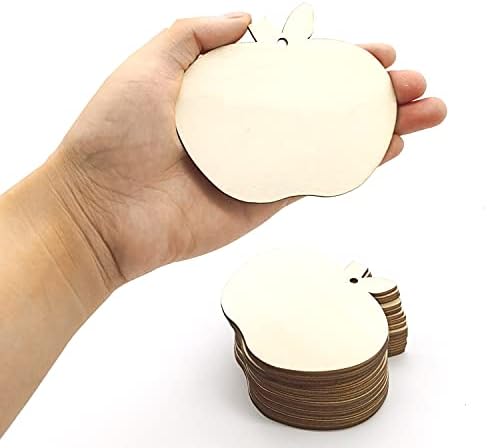 30 Pieces Wood Apple Hanging Ornaments with Hemp Rope