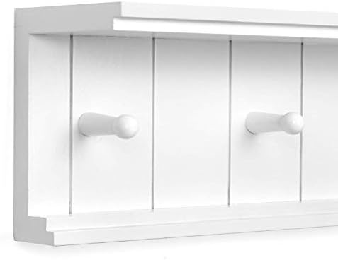 Greenco Entryway Floating Shelf with Hooks - 24 White