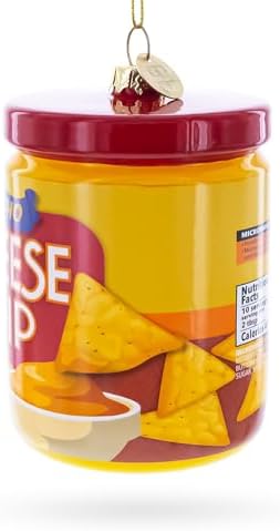 Nacho Cheese Dip Jar Blown Glass Ornament