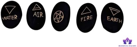Black Onyx 5 Element Stones Set for Healing