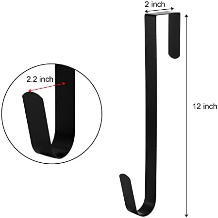 Tebery 4 Pack Black Wreath Hangers for Doors