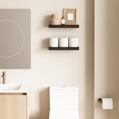 Ballucci Floating Shelves 2-Pack Black 16 Inch Wall Mount Set