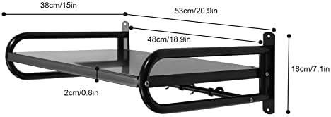 Wall Mount Microwave Oven Shelf with 6 Hooks Black