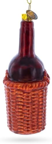 Red Wine Bottle Blown Glass Christmas Ornament 1