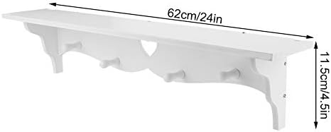 LZKW Floating Shelf Coat Rack With Hooks White