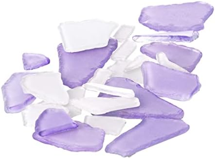 Sea Glass for Crafts - 11oz Purple White Tumbled Decor