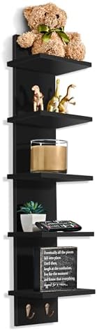 Sorbus 5 Tier Wall Shelf with Hooks 2 Pack