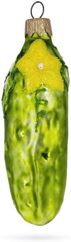 Cucumber with Vine Glass Christmas Ornament 1