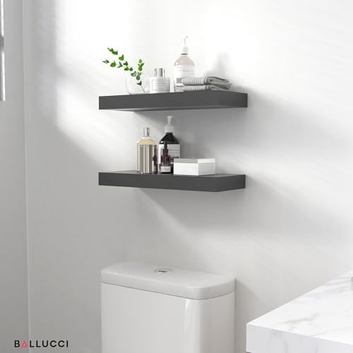 Ballucci Floating Shelves 2-Pack Black 16 Inch Wall Mount Set