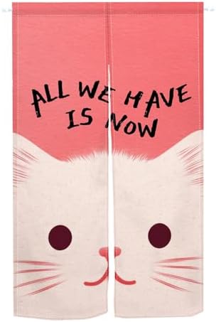 Leowefowa Japanese Style Pink Door Curtain with Animal Design