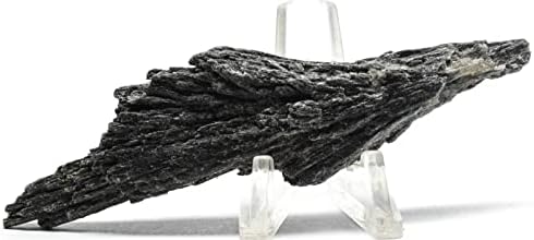 100mm Black Kyanite Feather Blades with Clear Mica Cluster - Brazil
