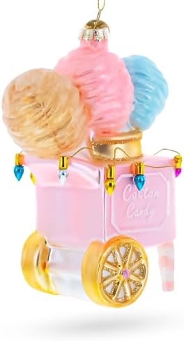 Cotton Candy Cart Blown Glass Christmas Ornament 1