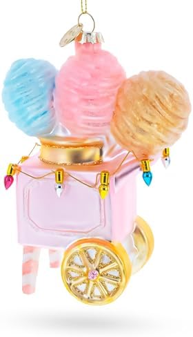 Cotton Candy Cart Blown Glass Christmas Ornament 1