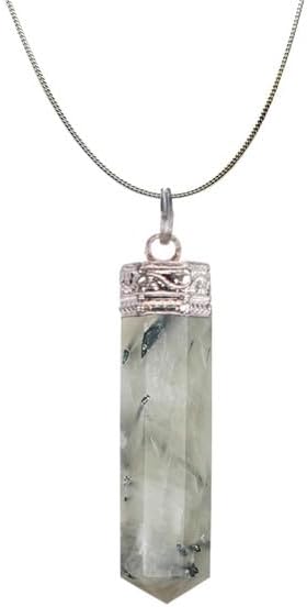 Natural Black Rutile 6 Sided Point Pendant with Rose Desert Selenite
