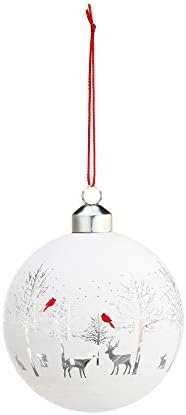 DEMDACO Winter Deer Scene White Blown Glass Ornament