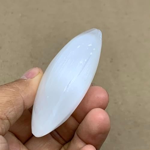 WatanGems 98g Natural Selenite Palm-Stone Crystal Pillow Shape Collectible