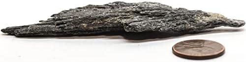 100mm Black Kyanite Feather Blades with Clear Mica Cluster - Brazil