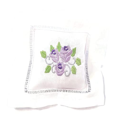 Lavender Rose Embroidered Linen Sachet 1
