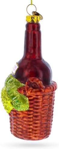Red Wine Bottle Blown Glass Christmas Ornament 1