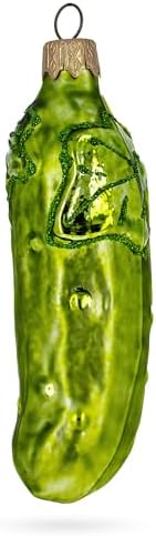 Cucumber with Vine Glass Christmas Ornament 1