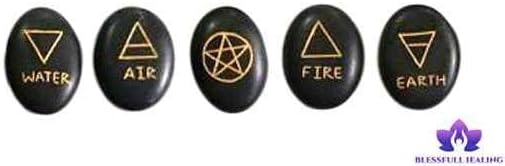 Blessfull Healing Black Agate 5 Element Stone Set