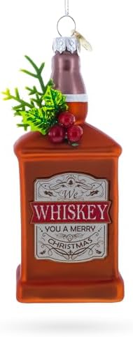 Whiskey Bottle Blown Glass Christmas Ornament 1