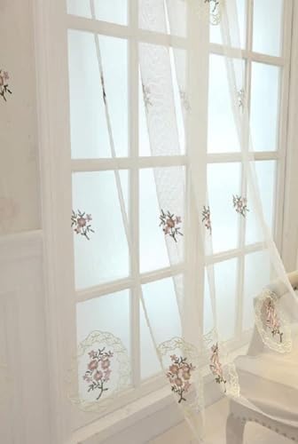 Luxury Embroidery Sheer Curtains 2 Panels 54x102 Inch