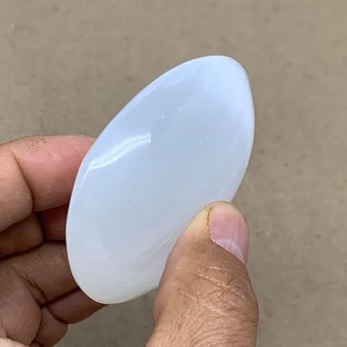 WatanGems 90g Natural Selenite Palm-Stone Crystal Pillow Shape Collectible