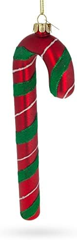 Festive Striped Candy Cane Glass Christmas Ornament