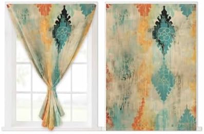 Yomandocix Orange Teal Red Self Adhesive Curtains 59x84 Inches