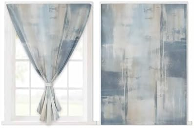Yomandocix Blue Beige Self Adhesive Portable Curtains for Windows