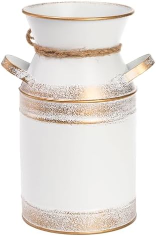 Hacaroa 2 Pack Rustic Galvanized Metal Vases with Handles